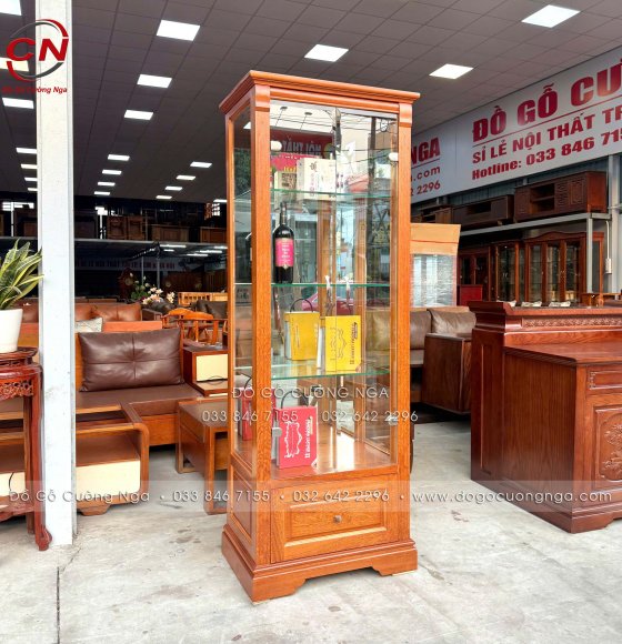Tủ Rượu Gỗ Gõ Đỏ Cao Cấp Vuông 65cm