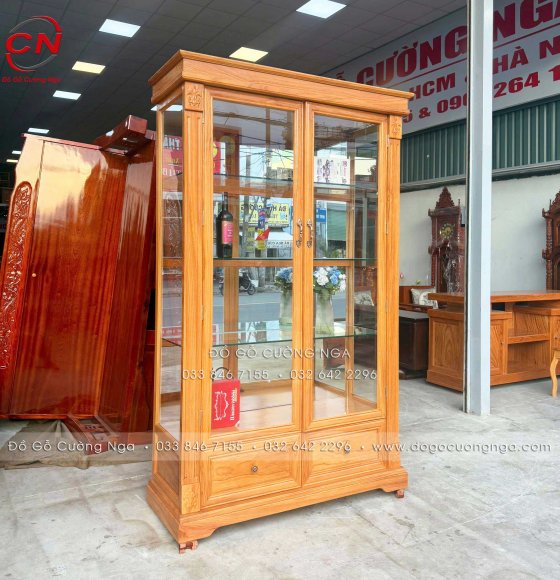 Tủ Rượu Vuông Gỗ Gõ Đỏ Cao Cấp 1m2 Đẹp Chất Lượng