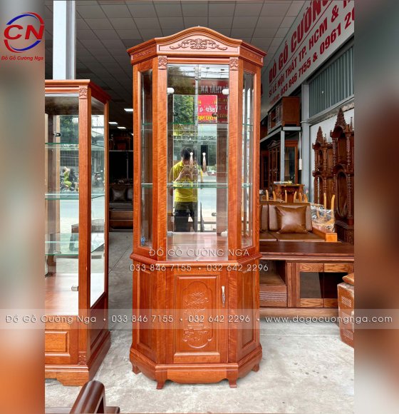 Tủ Rượu Lục Lăng Gỗ Xoan Đào 80cm Giá Rẻ