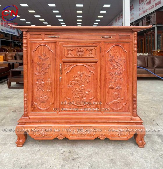 Tủ Thờ Gỗ Hương Đá Cao Cấp 1m53 Chuẩn Phong Thủy