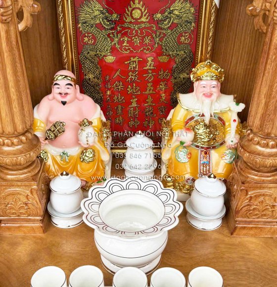 Bộ Tượng Ông Địa - Thần Tài Bằng Sứ Cao Cấp