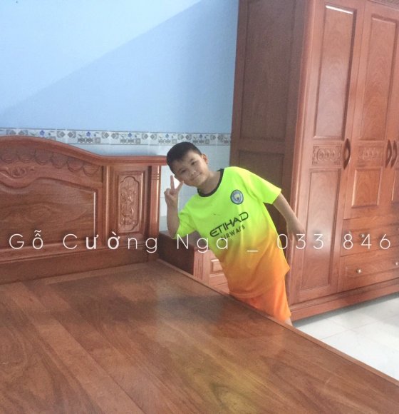 Combo giường tủ quần áo gỗ hương đá giao khách ( Bình Dương )