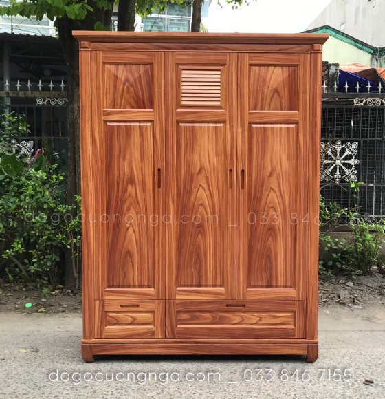 Tủ Áo Gỗ Cẩm 3 Cánh - 1m6 mẫu chớp 