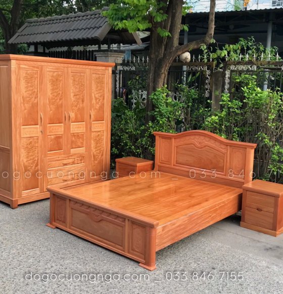 Bộ Combo Giường Tủ Quần Áo Gỗ Đinh Hương 9 CB 5 