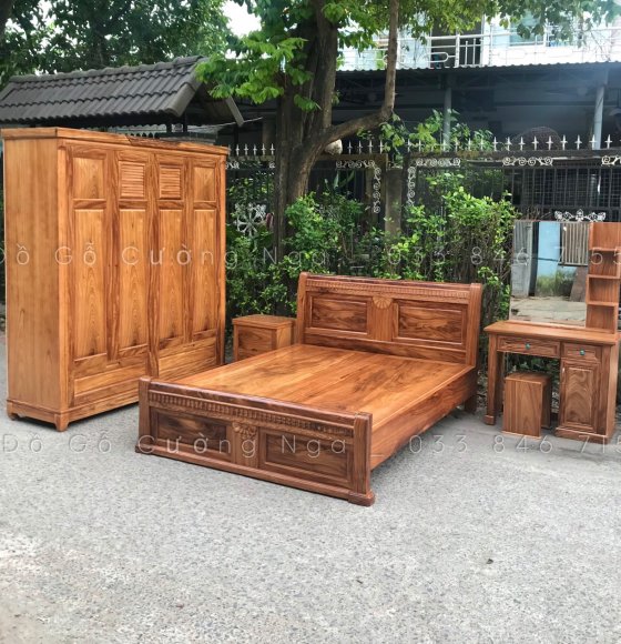 Bộ Phòng Ngủ Gỗ Hương Xám Mẫu - CB 45-1