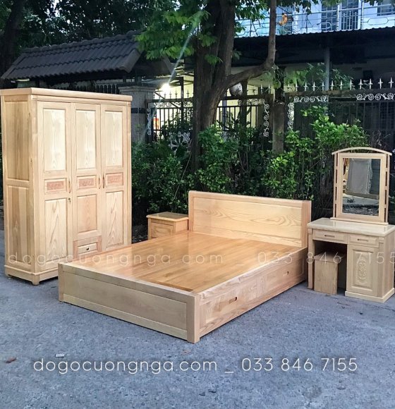 Bộ Combo Phòng Ngủ Gỗ Sồi Nga - Giường Ô Kéo ( 16)