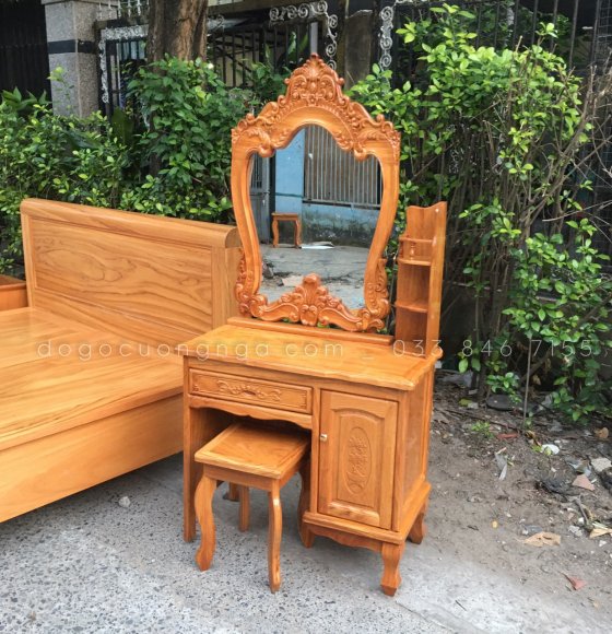 Bàn Trang Điểm Gỗ Gõ Đỏ 80 cm 