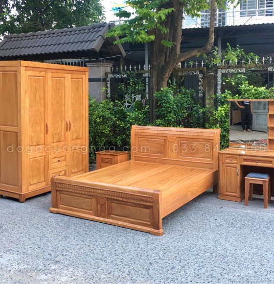 Bộ Combo Phòng Ngủ Gỗ Gõ Đỏ Mẫu Quạt - Combo 5