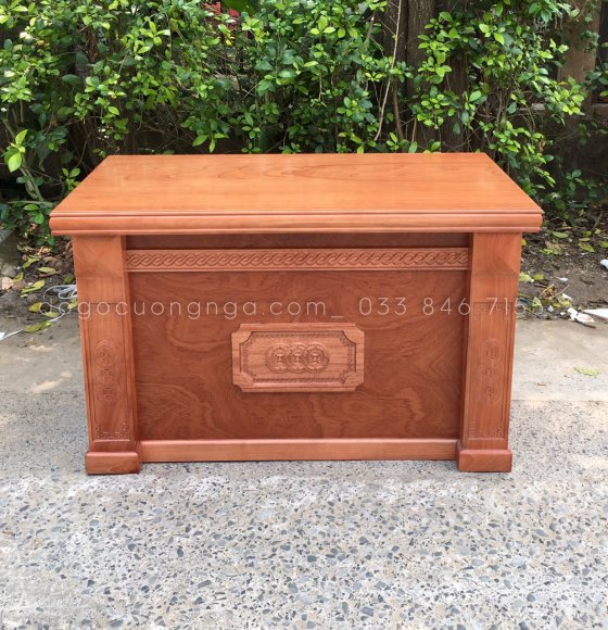Bàn Làm Việc Gỗ Xoan Đào 1m2 - Mẫu Đồng Tiền 