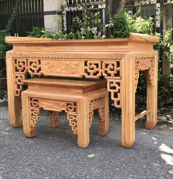 Bàn Thờ gia tiên gỗ gõ đỏ 1m75 cao cấp 