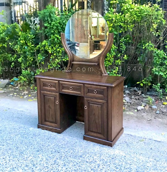 Bàn Trang Điểm Gỗ Sồi Nga Lau Màu Óc Chó 1m 