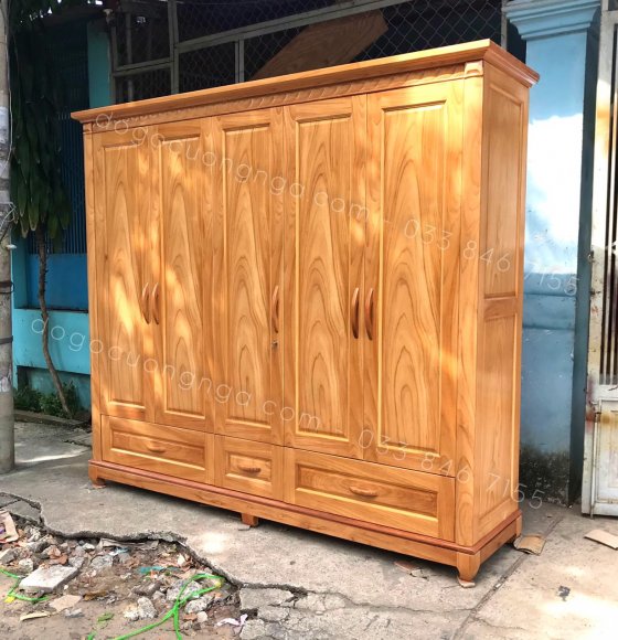 Tủ Áo Gỗ Gõ Đỏ 5 Cánh - 2m3 