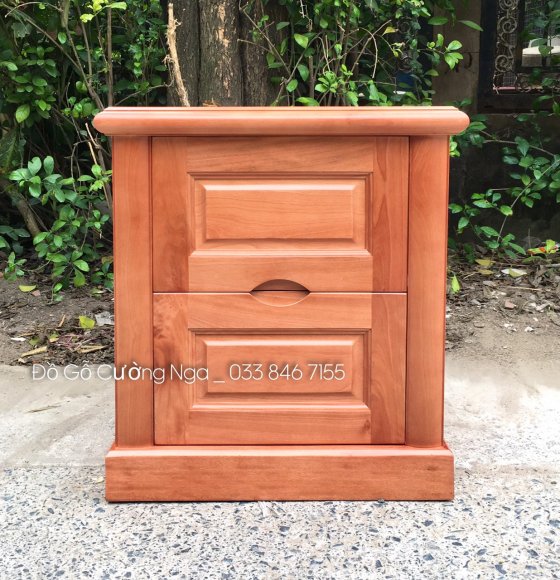 Tủ Đầu Giường Gỗ Xoan Đào 2 Ngăn Kéo 