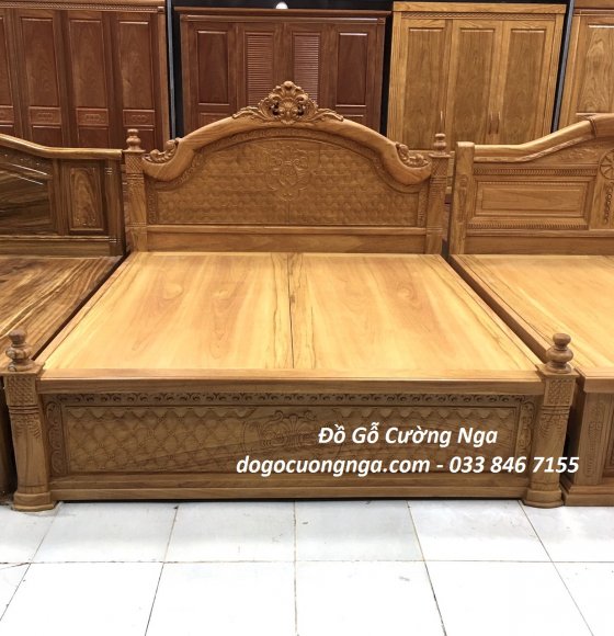Giường Gỗ Gõ Đỏ Mẫu Gấm Phản Liền Giao Khách ( Q2 )