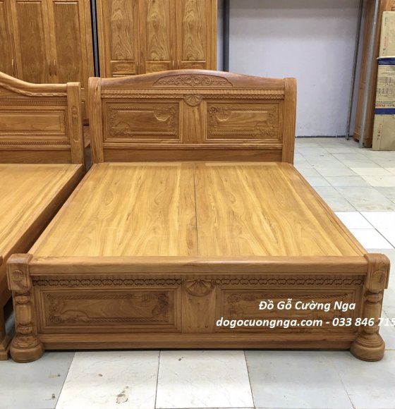 Giường Ngủ Gỗ Gõ Đỏ Mẫu Quạt X Cong  - Phản Liền ( giao khách Q5 )