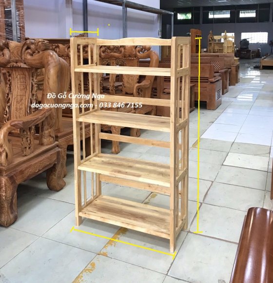 Kệ Sách Gỗ Cao Su 4 Tầng 65cm 