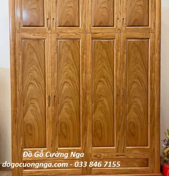 Tủ áo cao 2 tầng gỗ hương xám giao khách