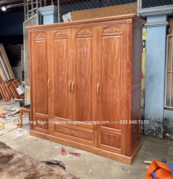 Tủ áo gỗ xoan đào  4 cánh cao cấp hàng đặt giao khách 