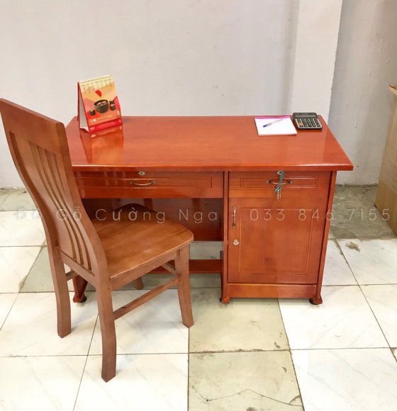 Bộ Bàn Ghế Làm Việc Gỗ Thông Ghép - Màu Xoan Giá Rẻ - Hiện Đại