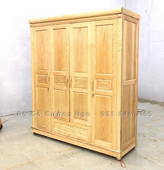 Tủ quần áo gỗ sồi nga 4 cánh TA 52-1