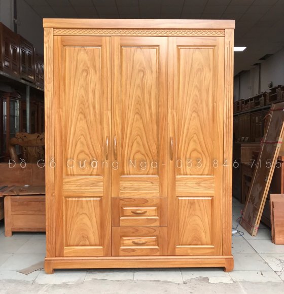 Tủ Áo Gõ Đỏ 3 Cánh 1m6
