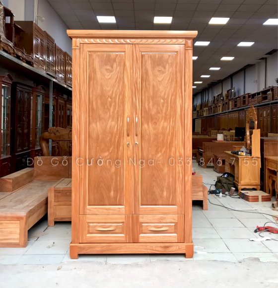 Tủ Áo Gỗ Đinh Hương 2 Cánh - Mẫu Trơn 