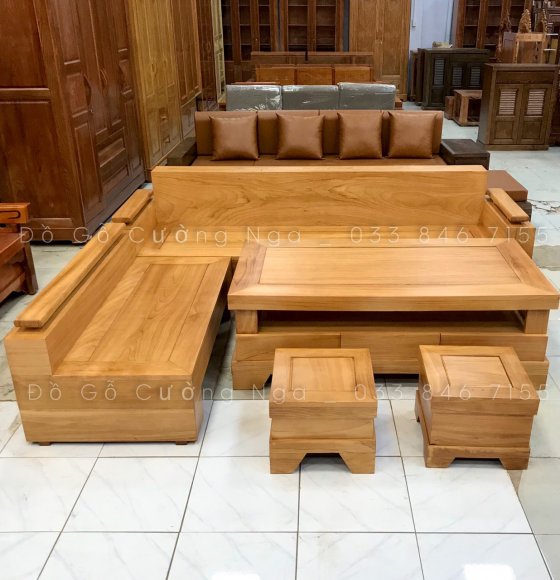  Sofa Góc Gỗ Gõ Đỏ Tay Trứng Đóng Hộp 