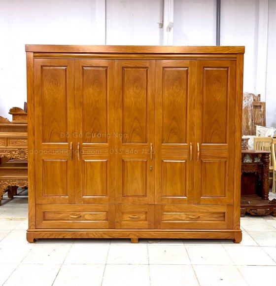 Tủ quần áo gỗ gõ đỏ 5 cánh TA 10.1