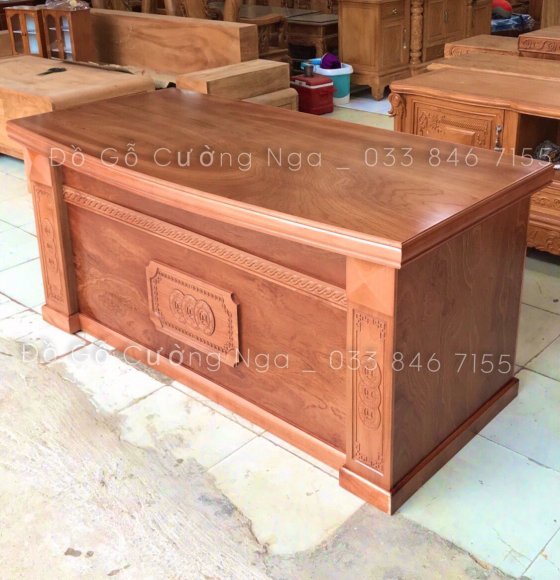 Bàn Giám Đốc Gỗ Xoan Đào 1m4 - Mẫu Đồng Tiền 