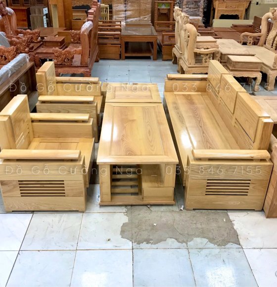 Bộ Sofa Gỗ Sồi Nga Mẫu Đối Trứng 7 Món 