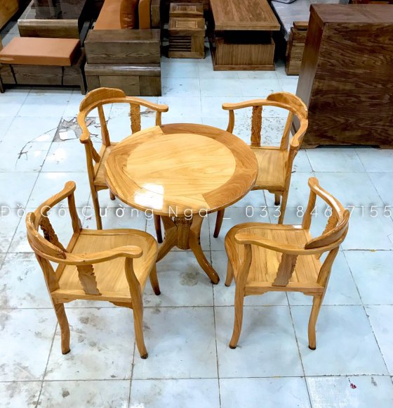 Bàn Trà Gỗ Gõ Đỏ Bộ 4 Ghế 