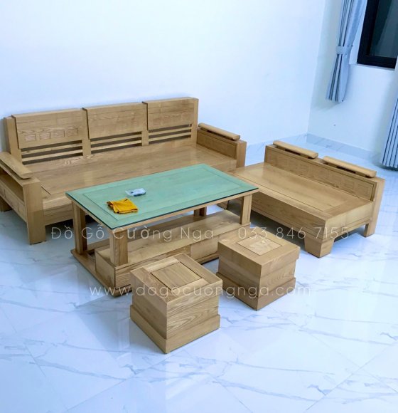 Sofa gỗ Sồi Nga mẫu tay trứng giao khách 