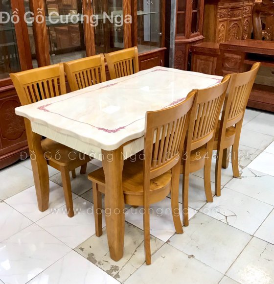 Bàn Ăn Mặt Đá  Cao Cấp 6 Ghế 