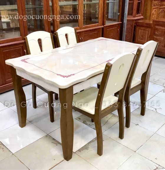 Bộ Bàn Ăn 4 Ghế Mặt Đá Nhập Khẩu Cao Cấp 