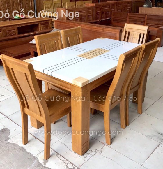 Bộ Bàn Ăn Mặt Đá 6 Ghế Nhập Khẩu Cao Cấp 