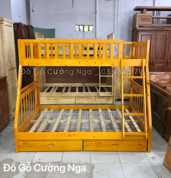 Giường Tầng Gỗ Thông  - 29 Màu Phớt Vàng  