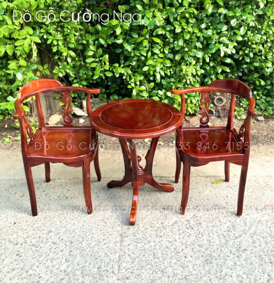 Bộ Bàn Trà 2 Ghế Gỗ Tràm Bông Vàng