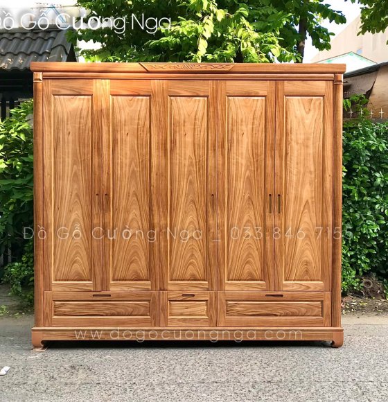 Tủ quần áo gỗ hương xám 5 cánh TA 76