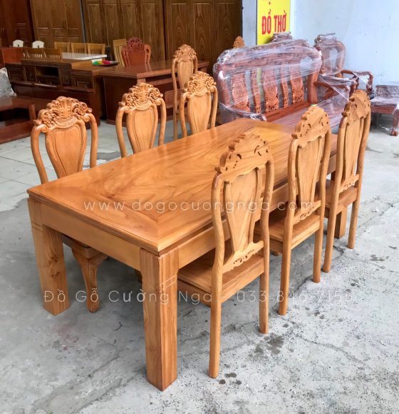 Bộ bàn ăn gỗ gõ đỏ 6 ghế  cao cấp C12
