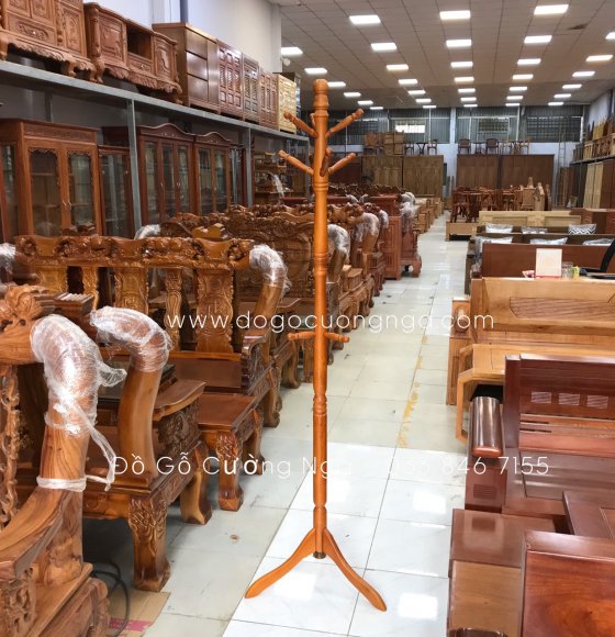 Móc áo đứng gỗ cao su - màu cánh gián