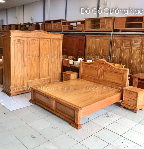 Combo phòng ngủ gỗ gõ đỏ GĐ 0.12