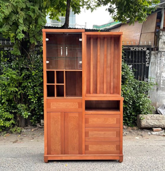 Tủ kệ trang trí phòng khách gỗ xoan đào 1m2