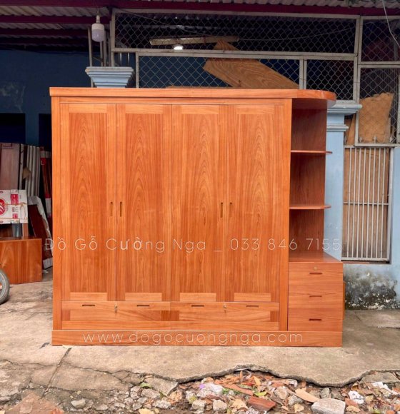 Tủ Áo Gỗ Xoan Đào Cao Cấp Kèm Góc Trang Trí 