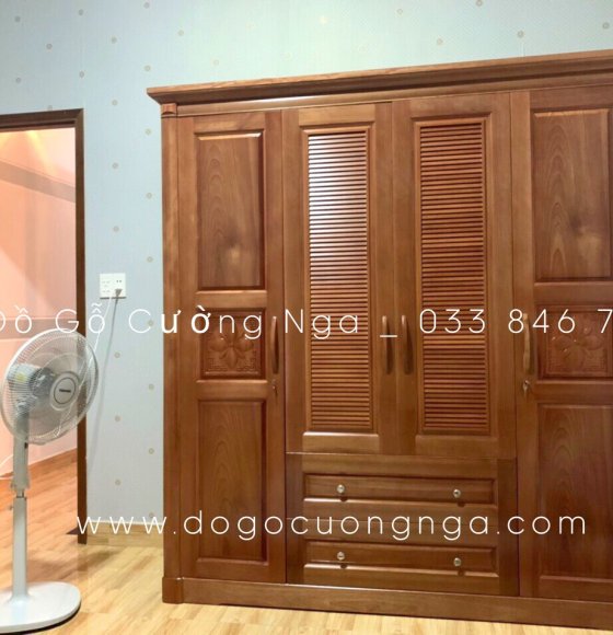 Tủ áo gỗ xoan đào 4 cánh cao cấp  TA 019