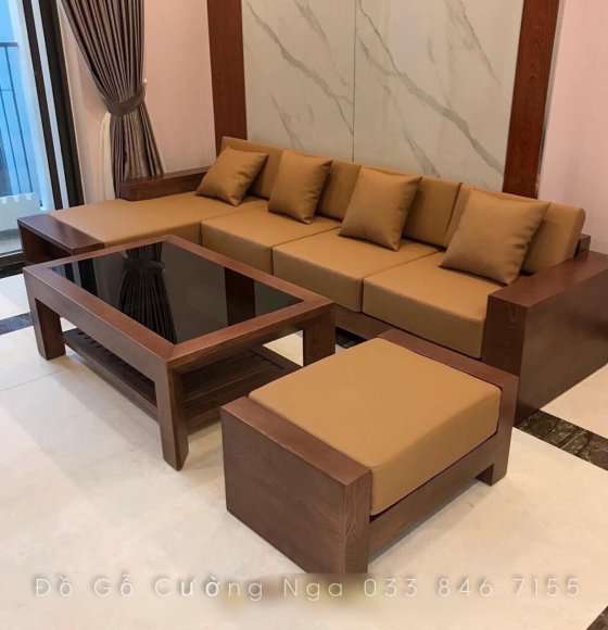 Bộ bàn ghế sofa gỗ sồi nga kèm nệm 