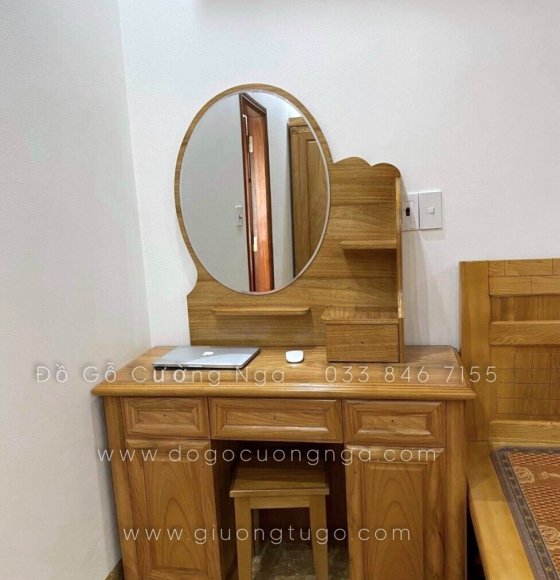 Bàn trang điểm gỗ gõ đỏ cao cấp 1m