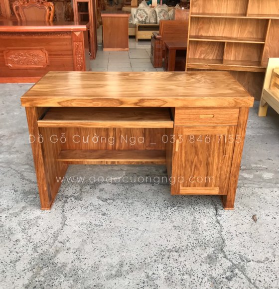 Bàn làm việc vi tính gỗ hương xám 