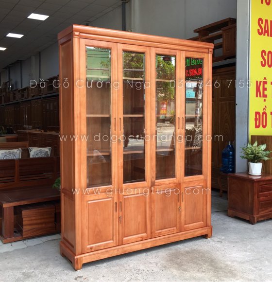 Tủ hồ sơ - tủ sách gỗ xoan đào cao cấp 1m6 