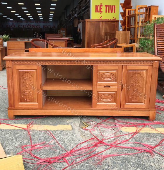 Kệ tivi gỗ đinh hương 1m6 - mẫu quẩy ngăn kéo 