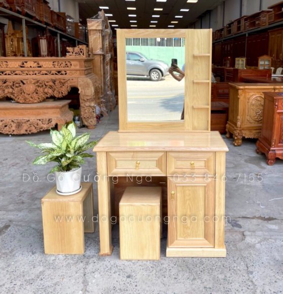Bàn trang điểm gỗ sồi 80cm - mẫu hiện đại 